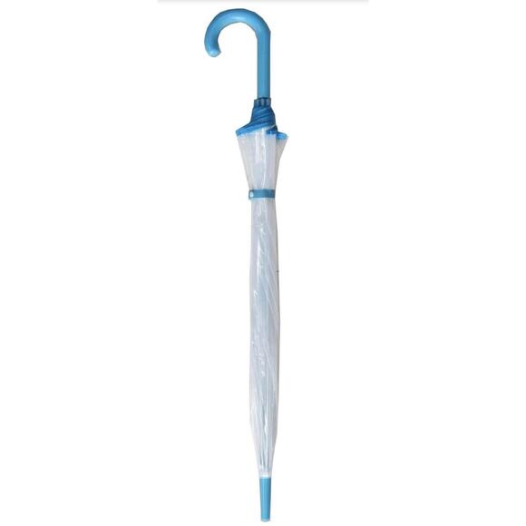 CLEAR SEE THROUGH BUBBLE DOME UMBRELLA BLUE COLOR TRIMMED  FULL SIZE - Picture 2 of 5